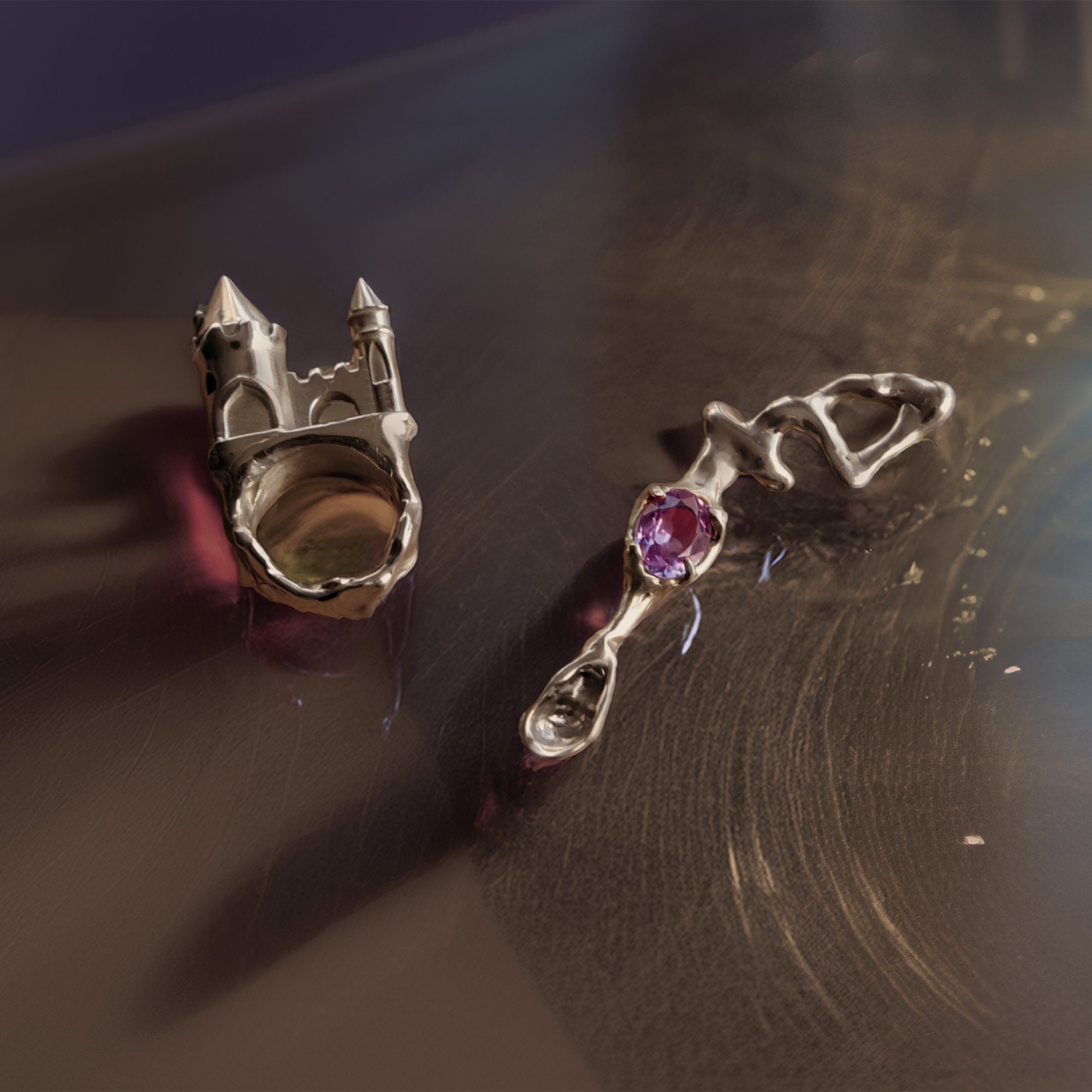 Bronze Castle Ring and Gun Spoon With Alexandrite